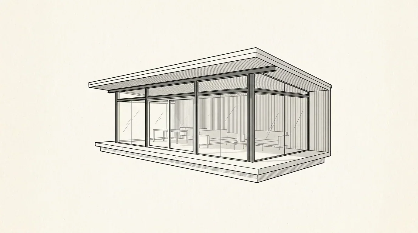 Glass Box Pavilion — garden room configuration