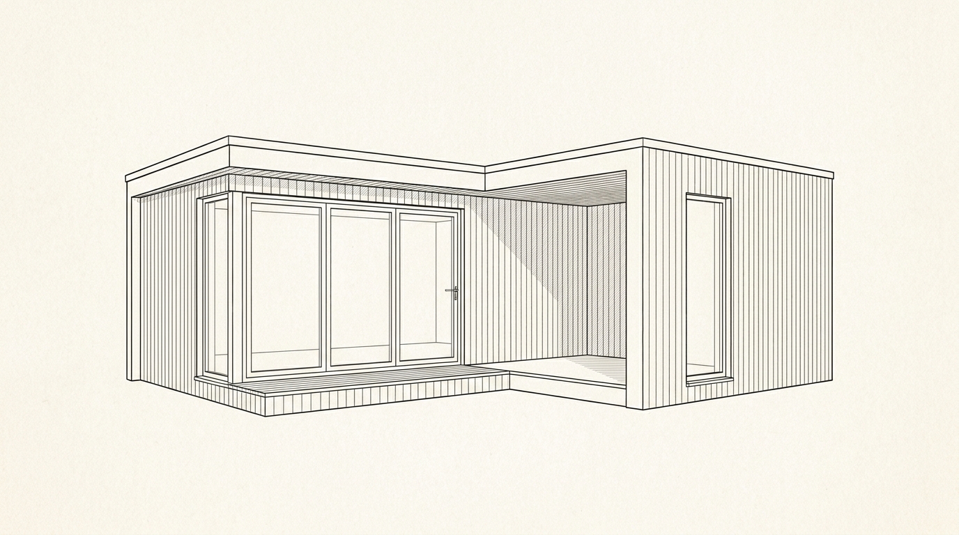 L-Shape with Terrace — garden room configuration