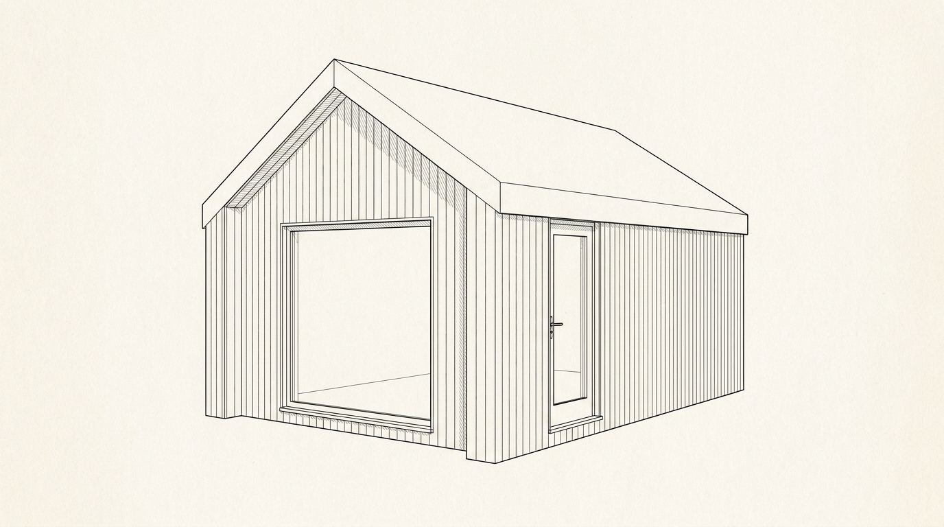 Pitched Gable Roof — garden room configuration